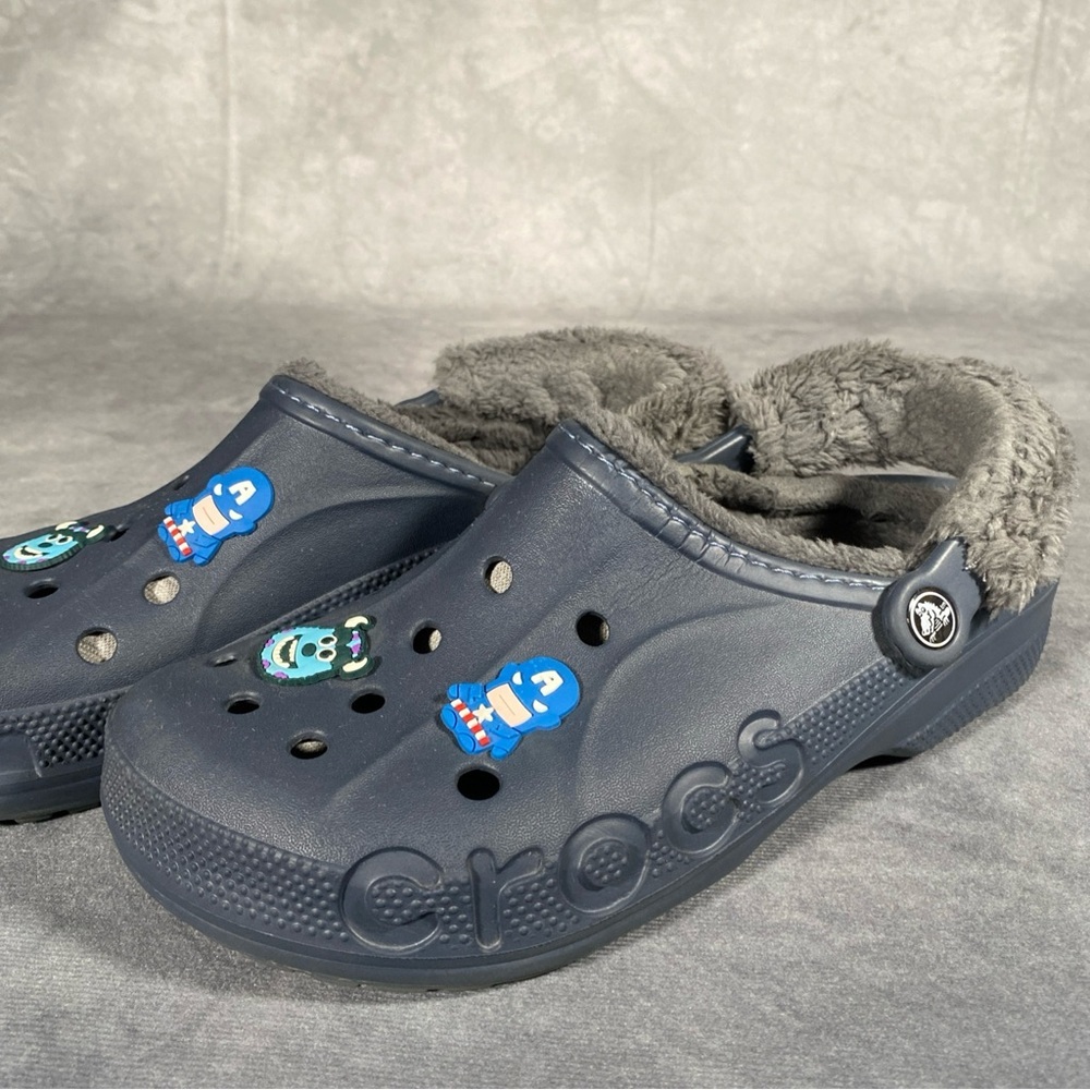 CROCS Clog Shoes Unisex Blue Mens 9 Womens 11 Fleece Lined Back‎ Strap